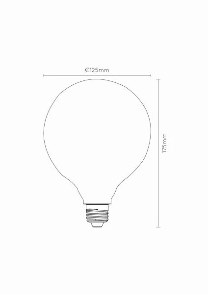 Lucide G125 - Ampoule filament - Ø 12,5 cm - LED Dim. - E27 - 1x8W 2700K - 3 StepDim - Opalin - TECHNISCH